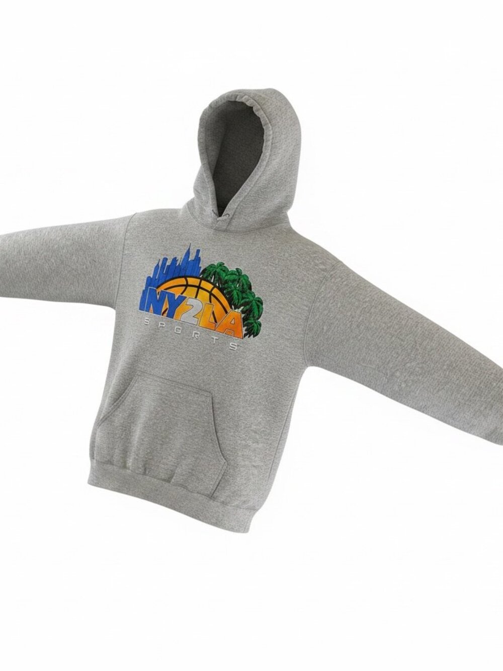 NY2LA Sports Hoodie | Gildan Heavy Blend | Men's Medium | Heather Gray